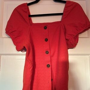 Madewell - rust Button-Down Puff Sleeve Top